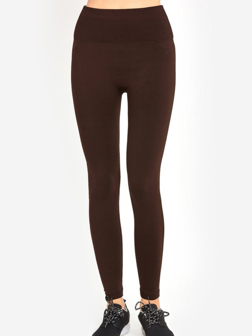 Sofra Coffee High-Waist Fleece-Lined Leggings Free Size-• Style: TX701